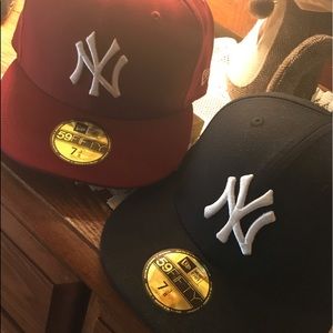 New York Yankees new era fitted hats size 7 3/8